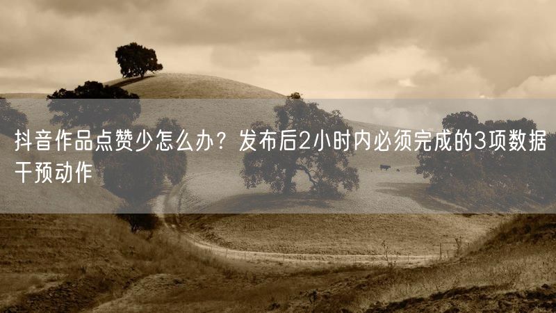 抖音作品点赞少怎么办？发布后2小时内必须完成的3项数据干预动作