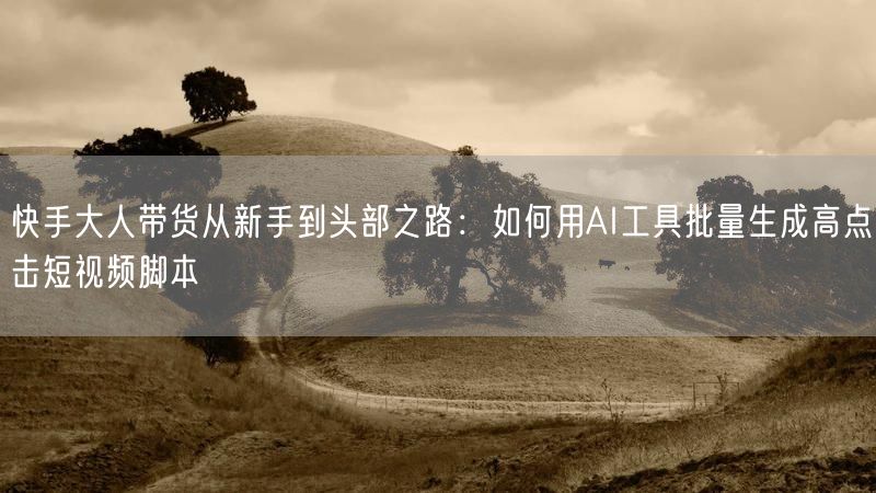 快手大人带货从新手到头部之路：如何用AI工具批量生成高点击短视频脚本