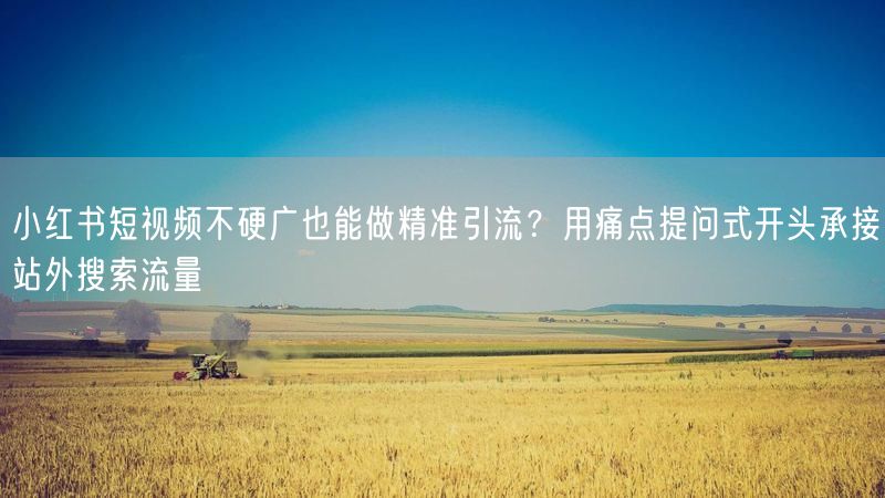 小红书短视频不硬广也能做精准引流？用痛点提问式开头承接站外搜索流量