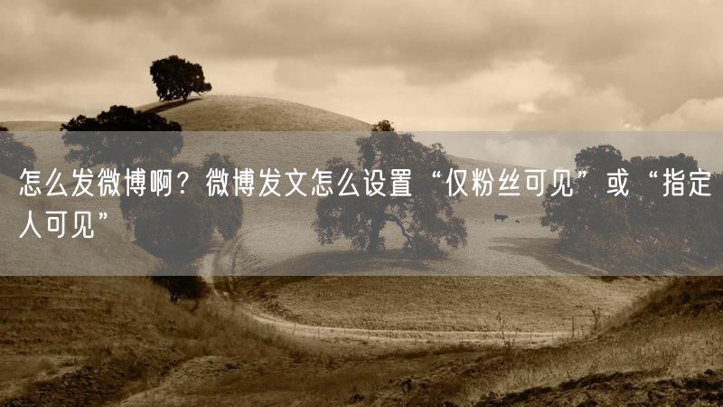 怎么发微博啊？微博发文怎么设置“仅粉丝可见”或“指定人可见”
